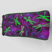 ライムグリーンドラゴンフライon紫 ゴルフヘッドカバー (正面)