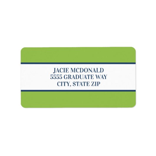 ライムグリーンネイビーブルー住所 シール (正面)