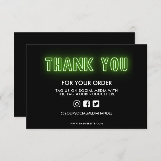 ライムグリーンネオンサインありがとうメディア挿入 (正面/裏面)