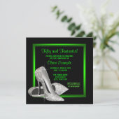 ライムグリーンハイヒールウーマンズバースデーパーティー 招待状 (スタンド正面)