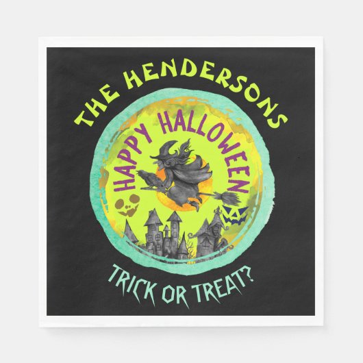 ライムグリーンハッピーハローウィン スタンダードランチョンナプキン (正面)