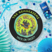 ライムグリーンハッピーハローウィン ペーパープレート (パーティー)