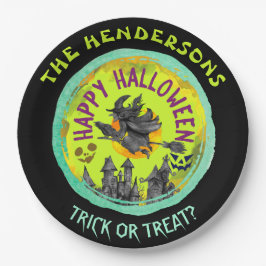 ライムグリーンハッピーハローウィン ペーパープレート