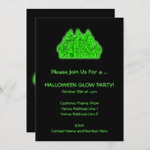 ライムグリーンハロウィーングローパーティー 招待状 (正面/裏面)