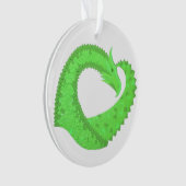 ライムグリーンハートドラゴンオンホワイト オーナメント (正面)