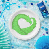 ライムグリーンハートドラゴンオンホワイト ペーパープレート (パーティー)