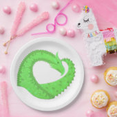 ライムグリーンハートドラゴンオンホワイト ペーパープレート (パーティー)