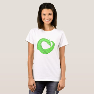ライムグリーンハートドラゴンオンホワイト Tシャツ