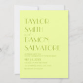 ライムグリーンパステルカラフルレトロトロピカル結婚ズ 招待状 (正面)