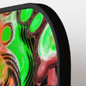 ライムグリーンパーソナライズされたブラック抽象芸術流体アート ピックルボールラケット (左詳細)