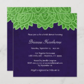 ライムグリーンパープルヴィンテージレースブライダルシャワーV13 招待状 (正面/裏面)