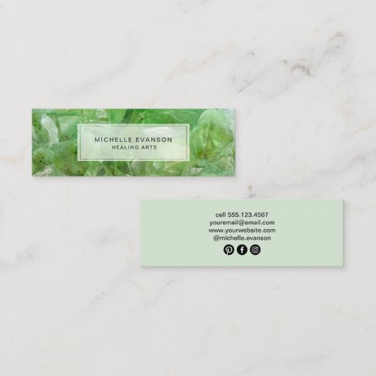 ライムグリーンヒーリングアーツクリスタルボホ スキニー名刺 (正面/裏面)