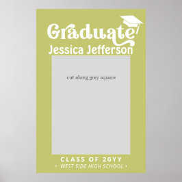 ライムグリーンファンシー卒業写真ブースフレーム ポスター