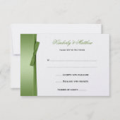 ライムグリーンフェイクリボンボウRSVP 出欠カード (正面)