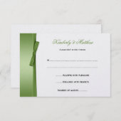 ライムグリーンフェイクリボンボウRSVP 出欠カード (正面/裏面)