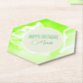 ライムグリーンフローラプリント紙コースター ペーパーコースター (アングル)