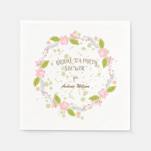 ライムグリーンブライダルティーパーティーシャワー スタンダードカクテルナプキン (正面)