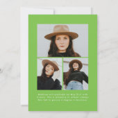 ライムグリーンブラシスクリプト4写真卒業 案内状 (裏面)