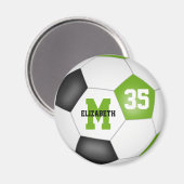 ライムグリーンブラックサッカーチームのカラー マグネット (正面/裏面)