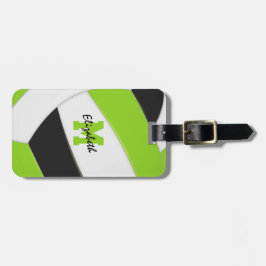 ライムグリーンブラックチームギフトバレーボール ラゲッジタグ