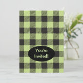 ライムグリーンブラックバッファロープレイドチェックトレンディー 招待状 (スタンド正面)