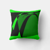 ライムグリーンブラックレトロ抽象芸術アールデコ クッション (裏面)