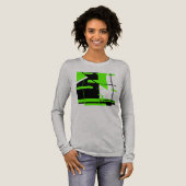 ライムグリーンブラック抽象芸術ラージシェイプデザイン トライブレンドＴシャツ (正面全体)