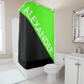 ライムグリーンブラック2三角形はっきりしたDiagモノグラム シャワーカーテン (インサイチュ)