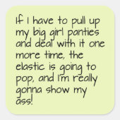 ライムグリーンプットビッグガールパンティワードことわざ スクエアシール (正面)