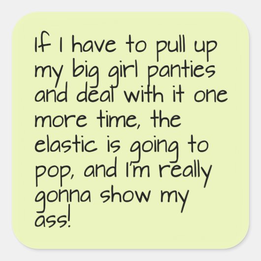 ライムグリーンプットビッグガールパンティワードことわざ スクエアシール (正面)