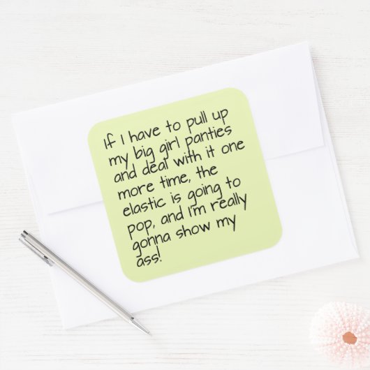 ライムグリーンプットビッグガールパンティワードことわざ スクエアシール (封筒)