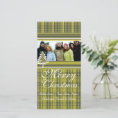 ライムグリーンプレイドパインツリーホリデーファミリーフォト シーズンカード (スタンド正面)