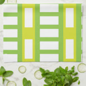 ライムグリーンホワイトカラーモダンストライプ キッチンタオル (折り畳み)