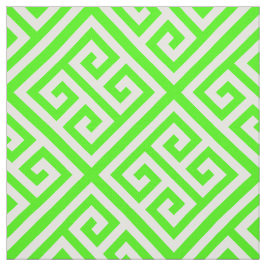 ライムグリーンホワイトメッドギリシャ鍵Diag Tパターン#1 ファブリック