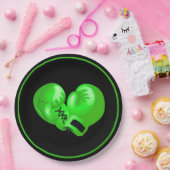 ライムグリーンボクシング手袋デザイン紙パーティープレート ペーパープレート (パーティー)