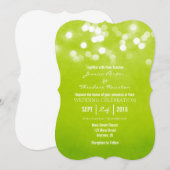 ライムグリーンボケ輝き光ウェディング招待状 招待状 (正面/裏面)