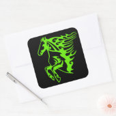 ライムグリーンポニーホーススタリオンステードラインアート スクエアシール (封筒)