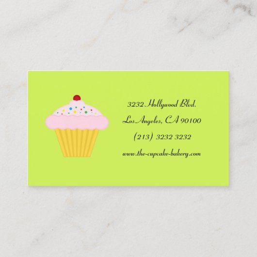 ライムグリーンモダンイエローカップケーキベーカリー 名刺 (裏面)