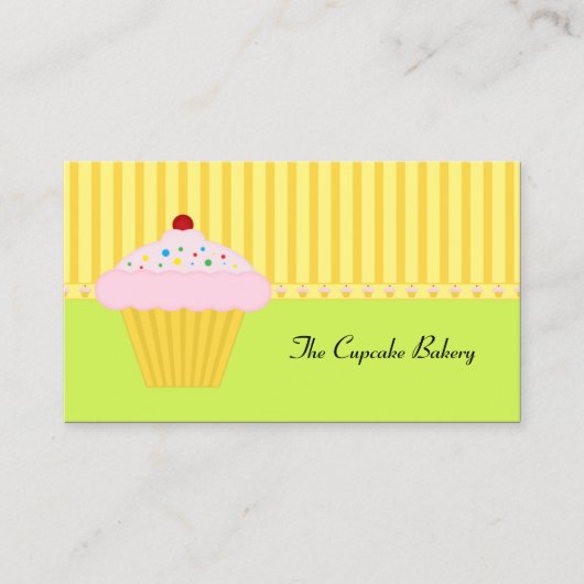 ライムグリーンモダンイエローカップケーキベーカリー 名刺 (正面)