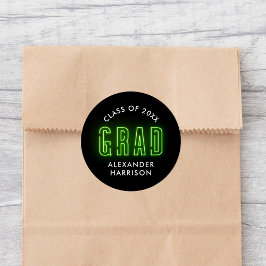 ライムグリーンモダンネオン卒業 ラウンドシール