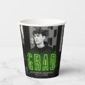 ライムグリーンモダンネオン卒業 紙コップ (正面)