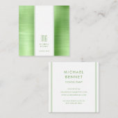 ライムグリーンモノグラムの金属箔コンサルタント スクエア名刺 (正面/裏面)
