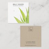 ライムグリーンユーカリ動物相イヤリングスタッドディスプレイ スクエア名刺 (正面/裏面)