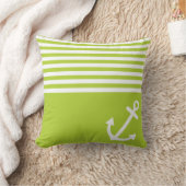 ライムグリーンラブいかり航海の クッション (ブランケット)