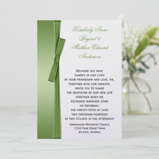 ライムグリーンリフェイクボンボウ結婚式招待状 招待状 (スタンド正面)