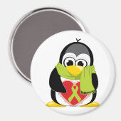 ライムグリーンリボンペンギンスカーフ マグネット (正面/裏面)