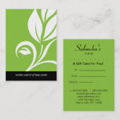 ライムグリーンリーフサロンスパギフトカード証明書 割引カード (正面/裏面)