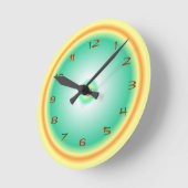 ライムグリーンレモン/Orange >台所時計 ラウンド壁時計 (傾斜)