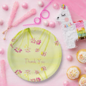 ライムグリーン付き梅フローラ ペーパープレート (パーティー)