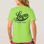 ライムグリーン会社ロゴスワッグビジネスキッズガールズ Tシャツ (裏面)